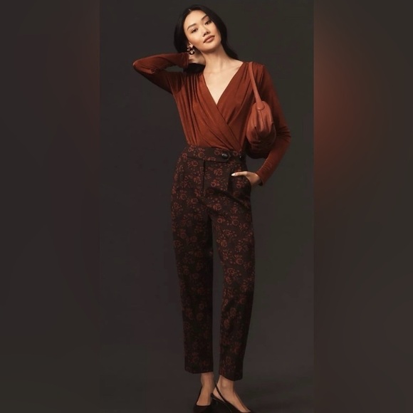 Anthropologie Pants - Anthropologie Maeve Jacquard High Rise Trousers Pants 4